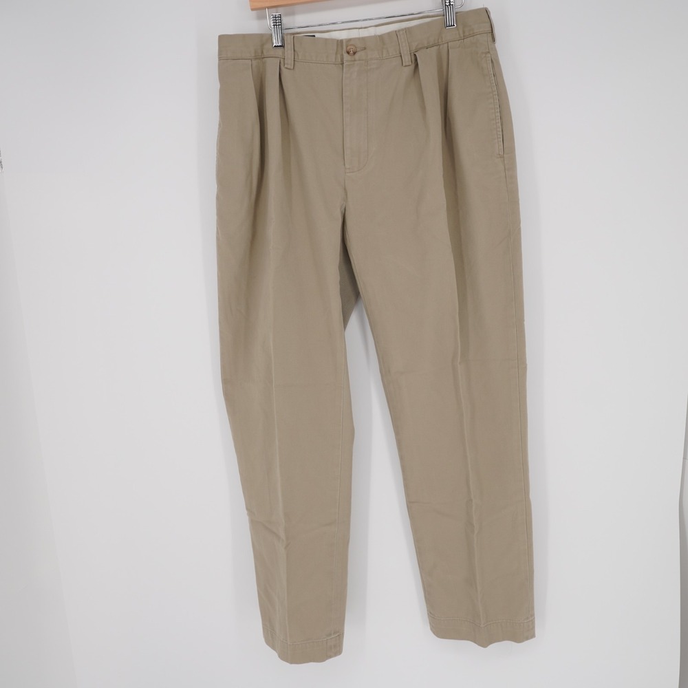 VTG Polo Ralph Lauren Ethan Pleated Chinos Mens35 Tan 100% Cotton 90s Classic - Picture 15 of 16